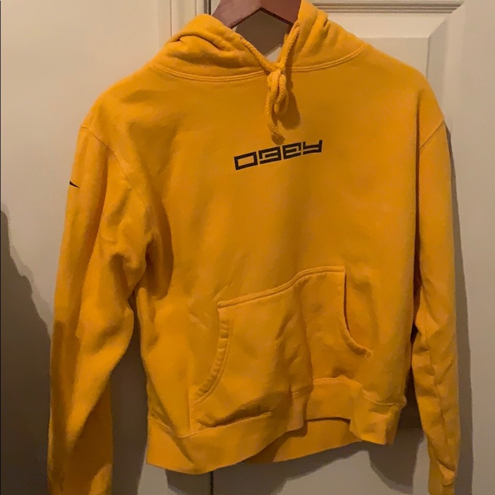 Obey mustard colored hoodie